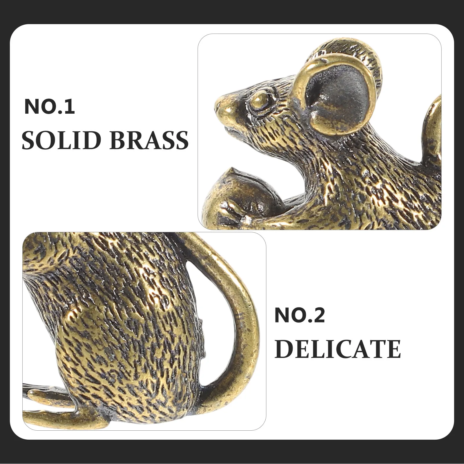 2Pcs Brass Mouse Charms Copper Rat Pendants Smooth Surface DIY Jewelry Keychain Accessories Brass Mouse Charm Copper Rat Pendant