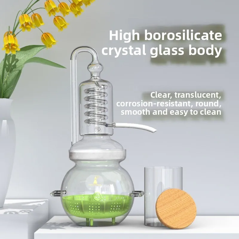 Glass still household small, perfume hydrosol distiller essential oil extractor