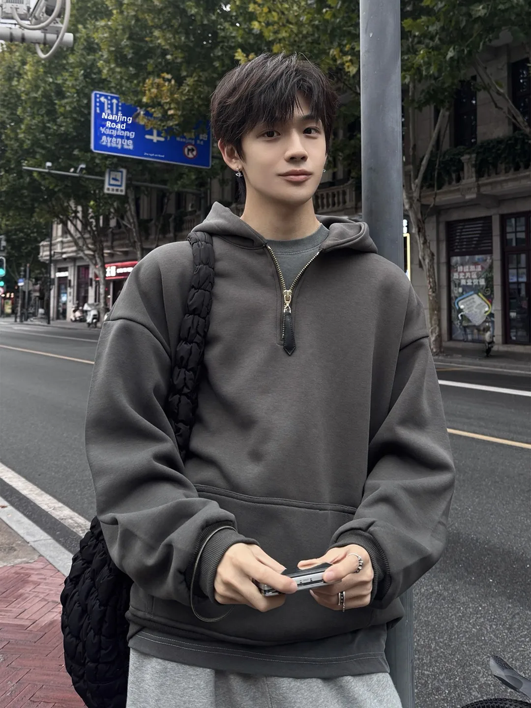 

Deep ey Heavyweight Hardwearing Hoodie Men's Autumn Winter American Sle Zipper Hooded Sweatirt Cleanfit Boys Jaet