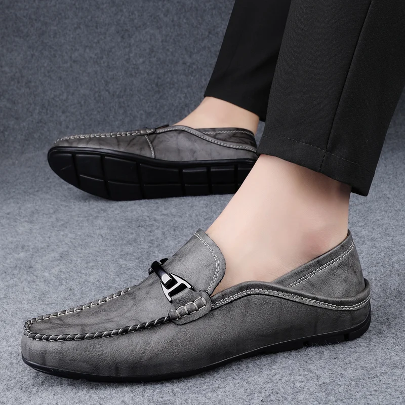 Mocassins formels en cuir à enfiler pour hommes, chaussures décontractées, mocassins de conduite confortables, chaussures respirantes, chaussures d'affaires pour hommes, designer italien