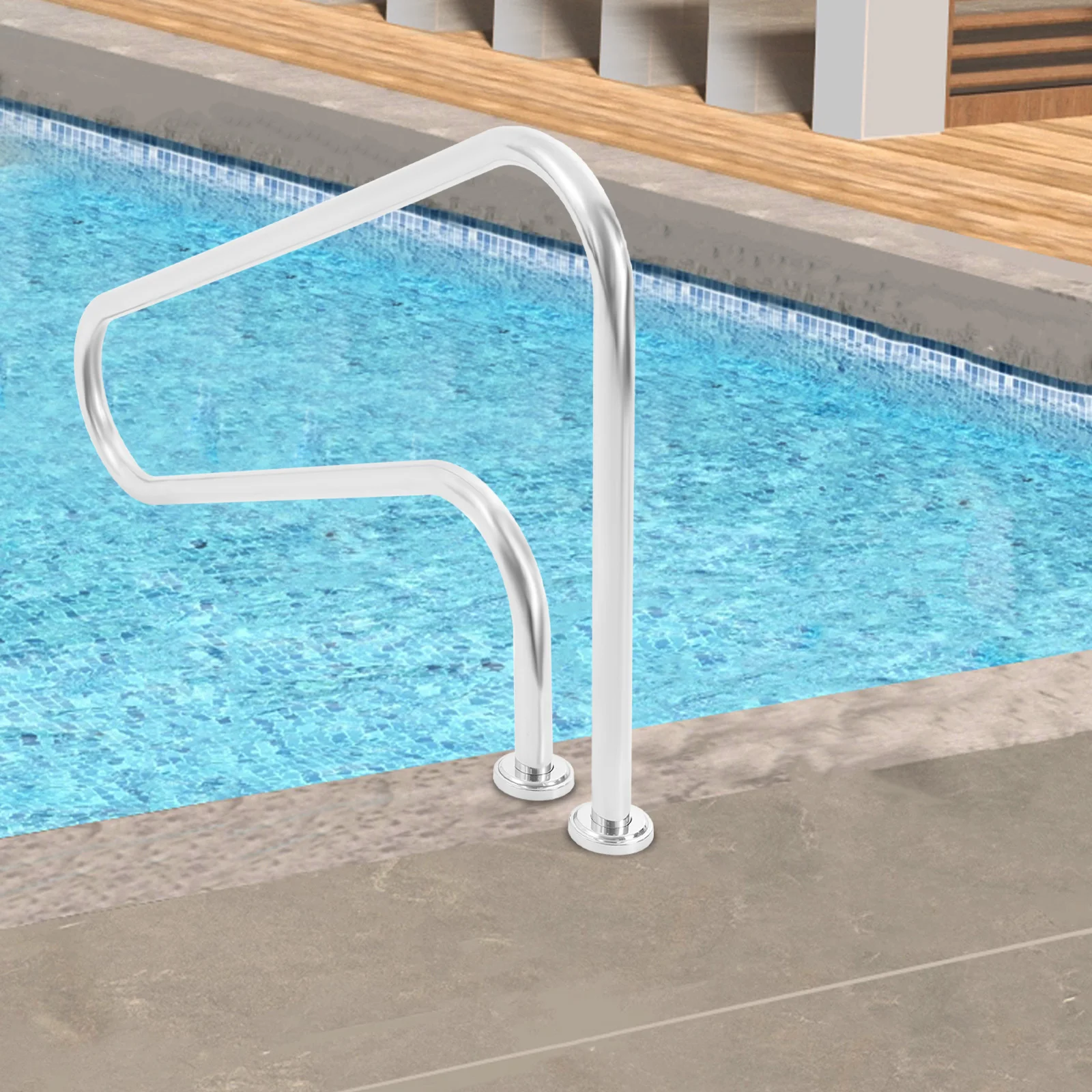 Stainless Steel Pool Handrail for Inground Swimming Pools Curved Safety Rail with Easy Installation & Durable Anti-Rust Design