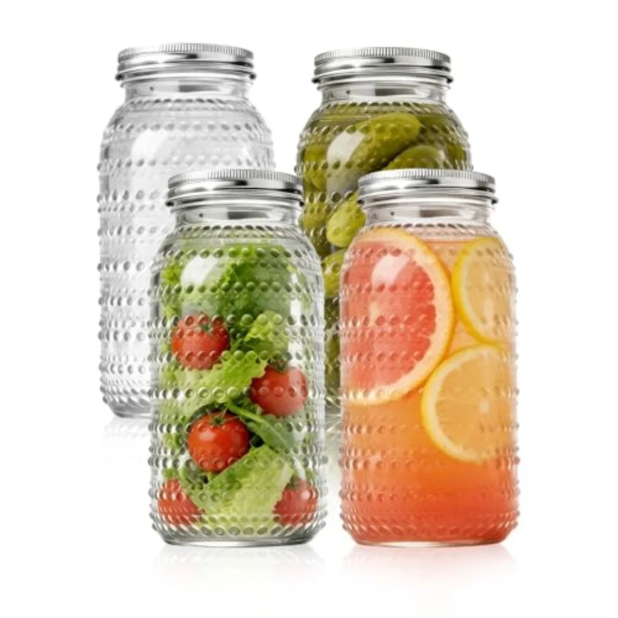 

Wide Mouth Mason Jars 64 oz4 Pack Vintage Half Gallon Glass Jars Large Glass Canisters with Airtight Lids for Storing Pickling