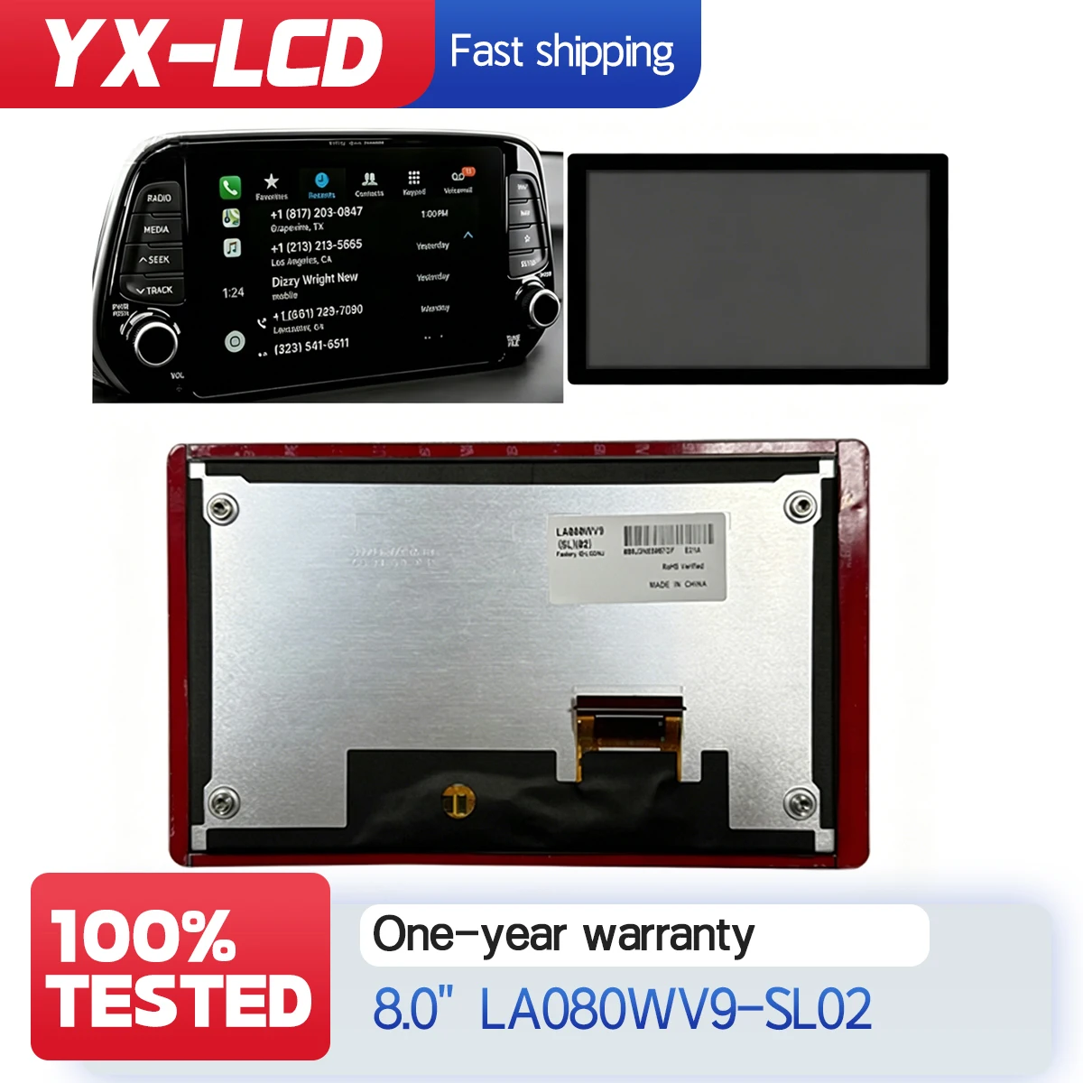 8 inch LA080WV9-SL02 Original New LCD With Touch Screen 96560-S2301UAY 96560S2301UAY For HYUNDAI SANTA FE 2019