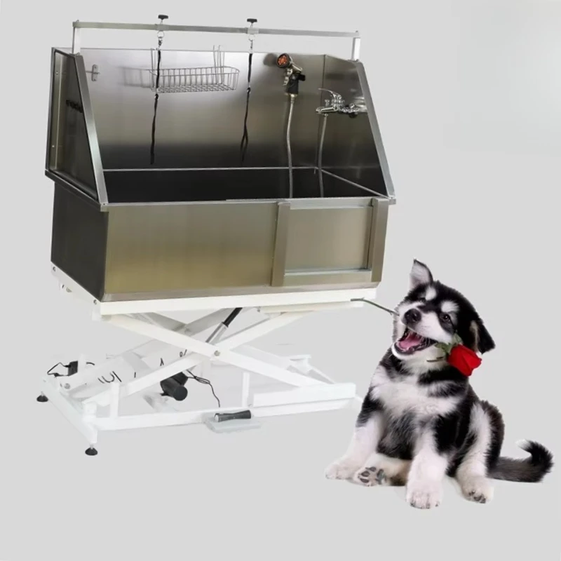 

Dog Grooming Tub With Sliding Door And Pedal: Stainless Steel Bathtub For Hot Pet Dog Grooming For Pet Supplies