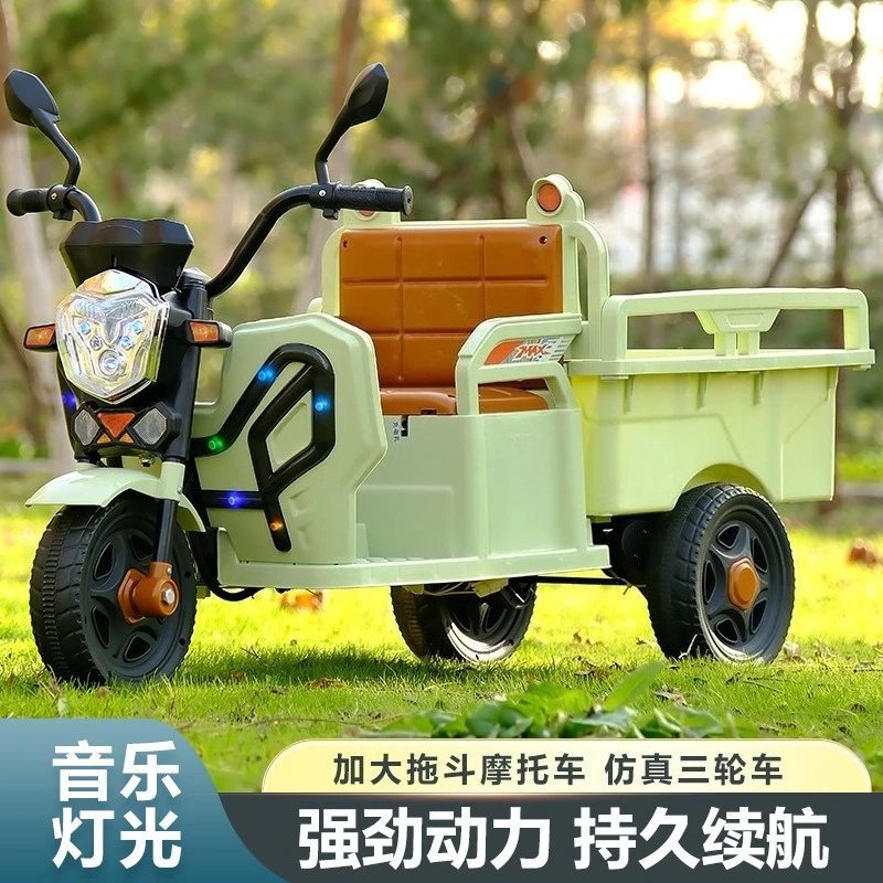 Small electric tricycle motorcycle, bucket tractor can seat people, multiple colors are available