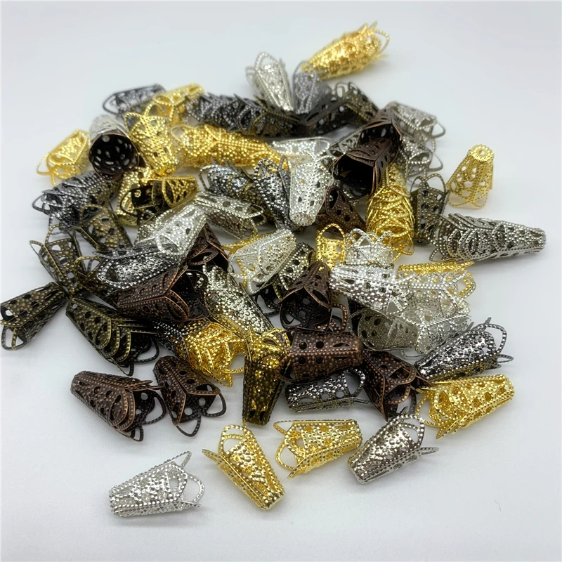 50pcs 17x10mm Flower Torus Shape Alloy Beads Caps Jewelry Findings Charms Necklace Bracelets Spacer Beads For Jewelry Making