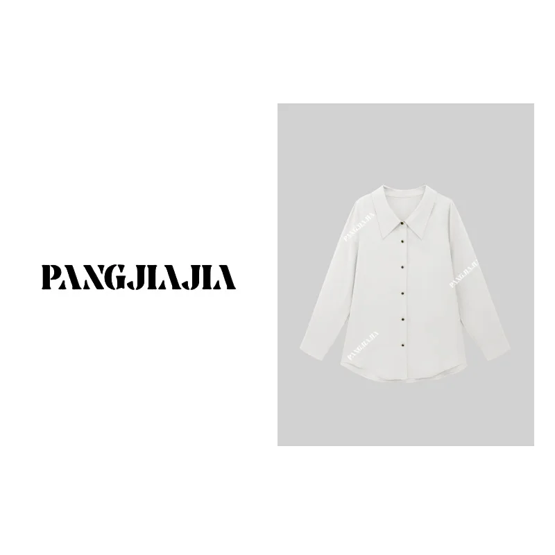 

Женская повседневная рубашка PengJiaJia с длинным рукавом, осенняя, свободного кроя, из смесового волокна Lenzing, стандартной длины