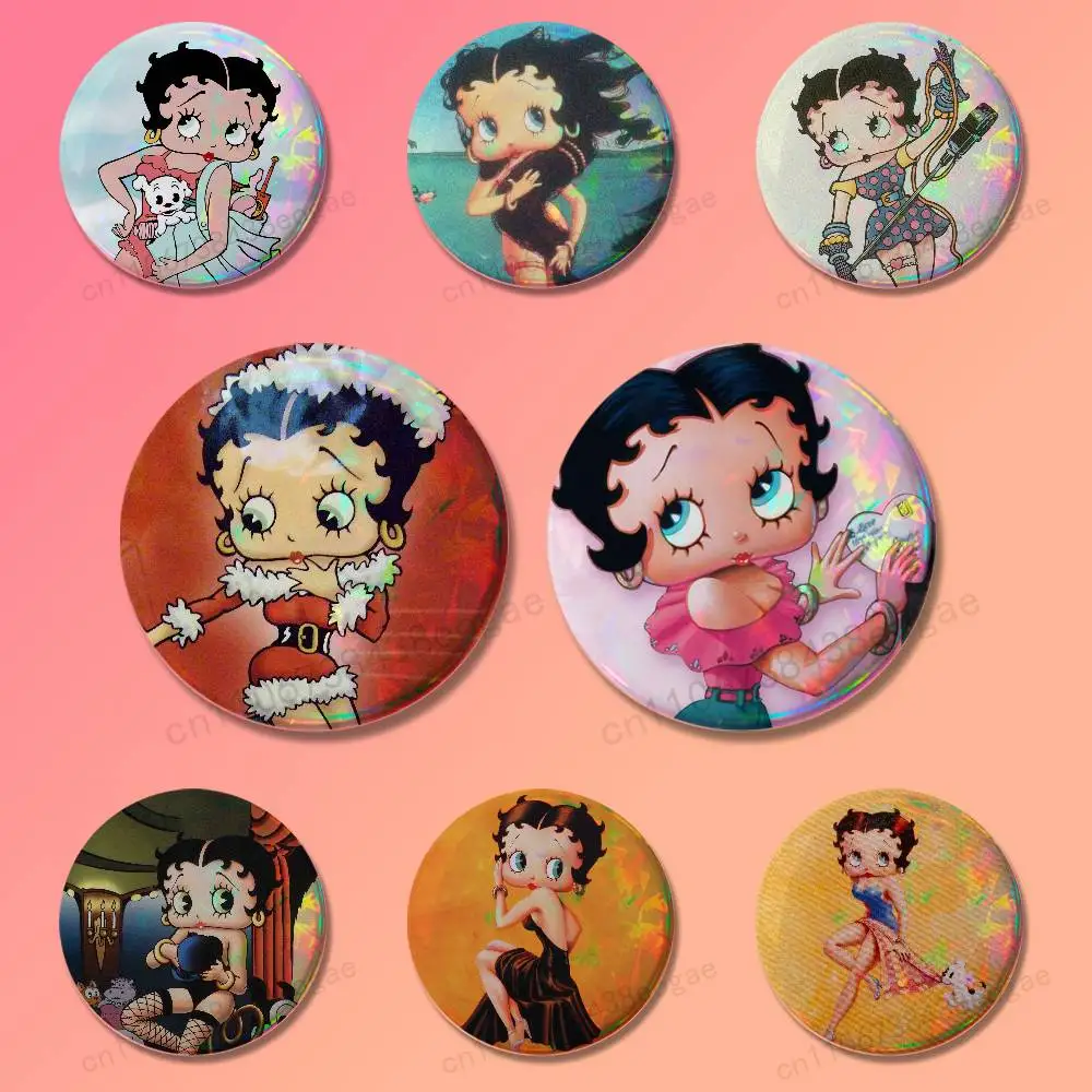 

Cute B-Bettys B-Boops Badges 25 32 44 58 75 mm Brooch Fashion Jewelry Decor Clothes Hat Accessories Badge Lover Gifts