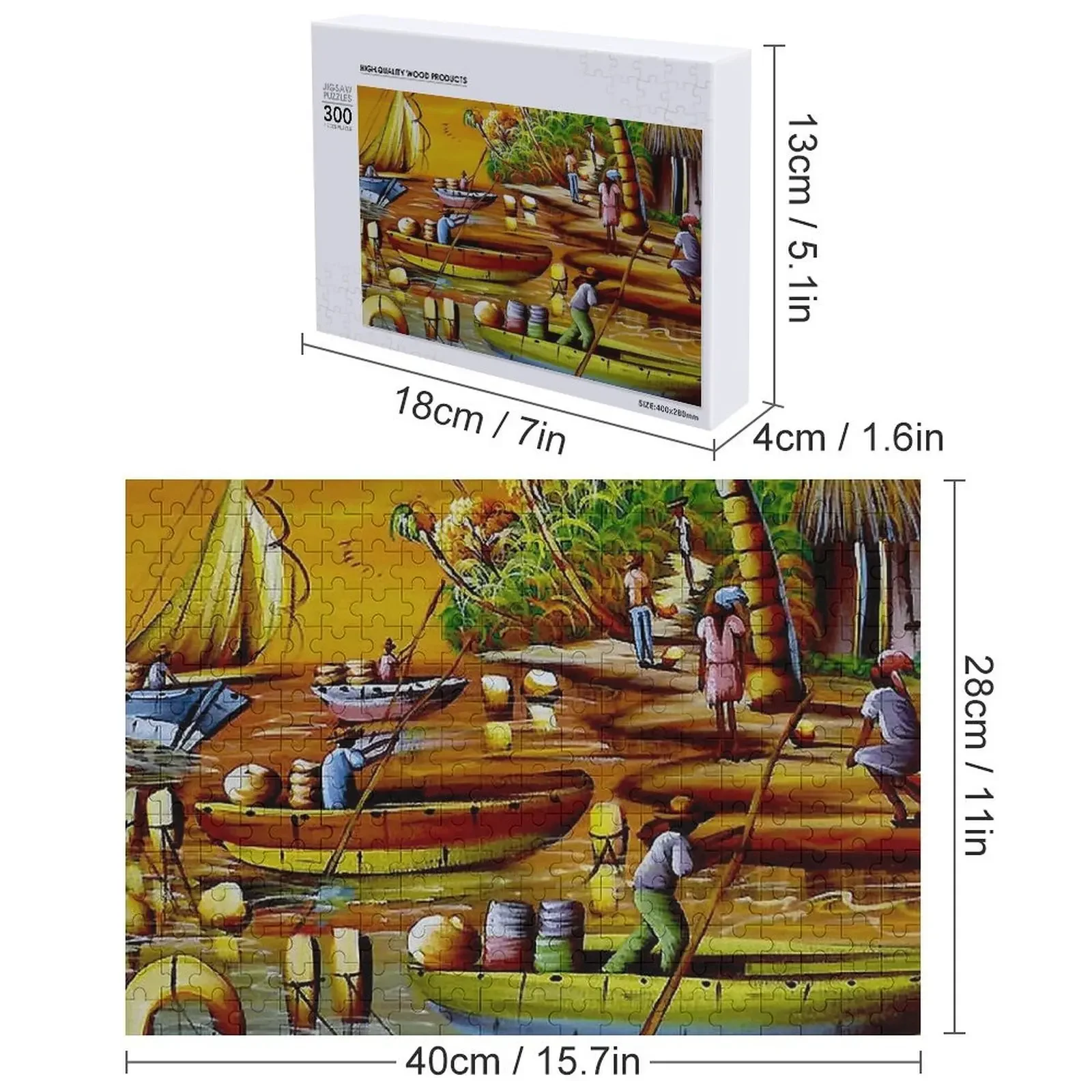 HAITI: Barcos de Trabalho Vintage Viagens e Turismo Publicidade Poster Quebra-cabeça Quebra-cabeça com Nome Personalizado