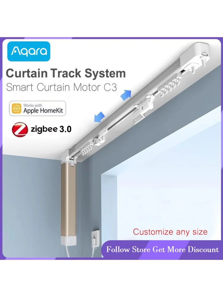 Aqara Smart Zigbee 3.0 Gordijnaandrijfmotor C3 Met 1,3 m-6 m Stille elektrische gordijnrail Homekit Automatisch controlesysteem - afbeelding 2