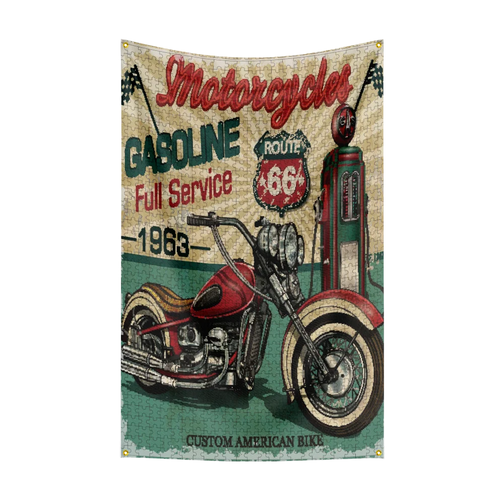 R-ROU-TE-66 Motor Car Oil Flag Motoring Racing Workshop Car Banners Tapestry Flag Outdoor For Decoration Engine Oil