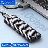 ORICO M.2 SSD Enclosure Dual NVMe SATA Case 10Gbps USB3.2 Type C M2 Hard Disk House Aluminum Tool Free Adapter for PC Laptop