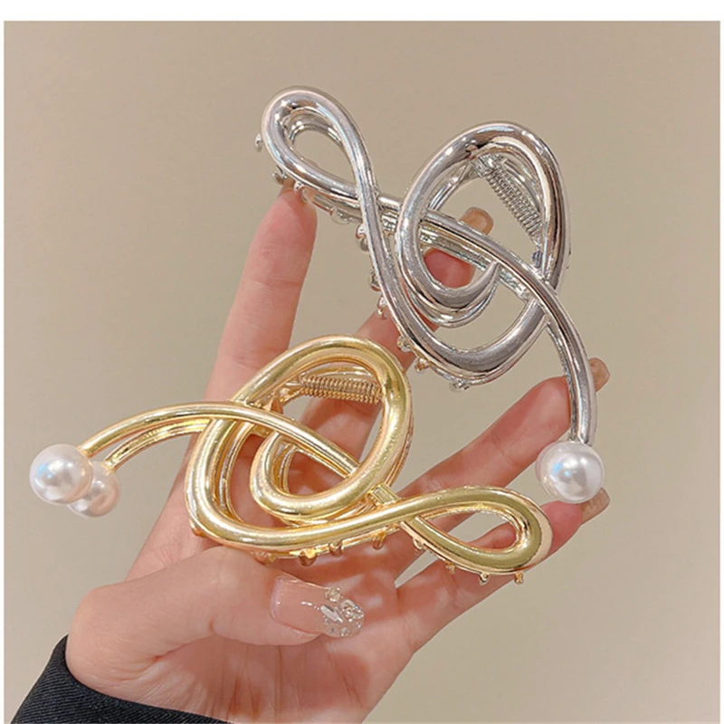 UILZ Music Note Design Hair Clip For Women With Metallic Temperament Hair Performance Clothing Jewelry Accessories