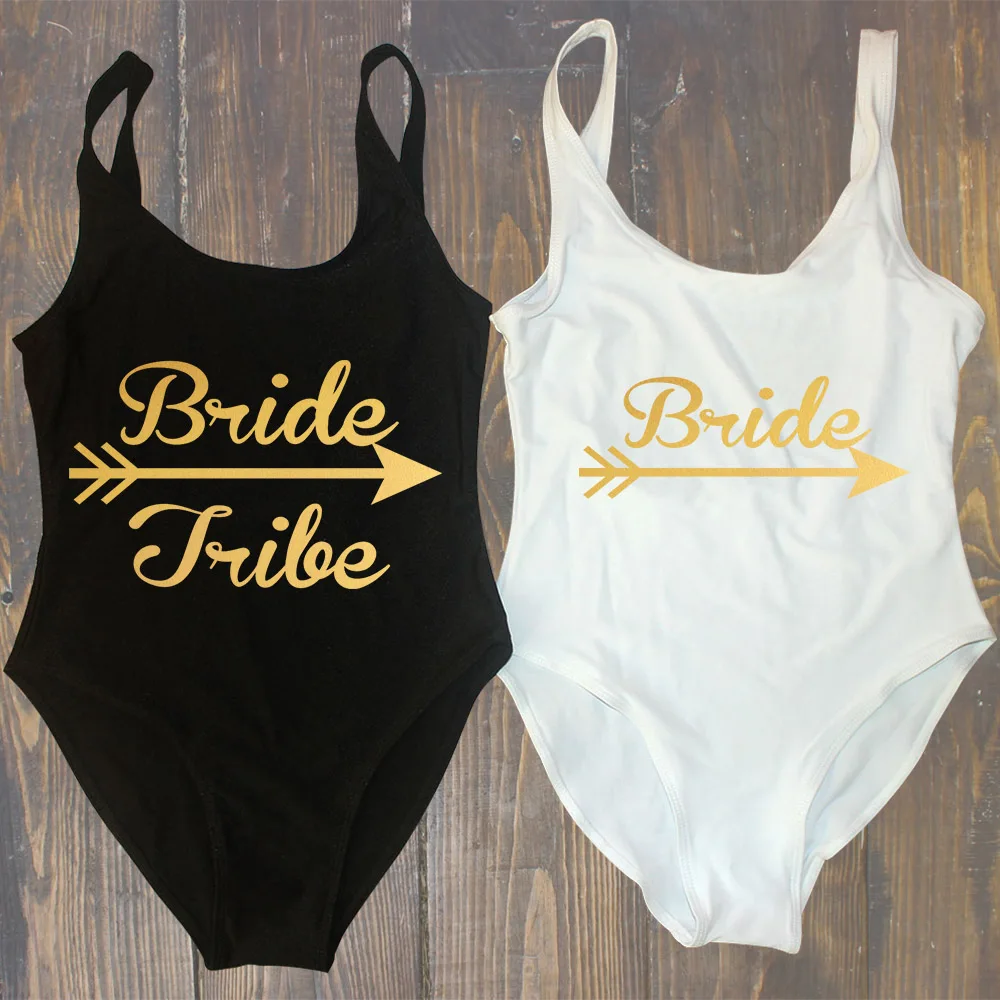 

Bride Tribe Women One Piece Swimsuit Cupid's Arrow Love Bride Bathing Suits Bride Wedding Beachwear Bachelorette Party Swimwear