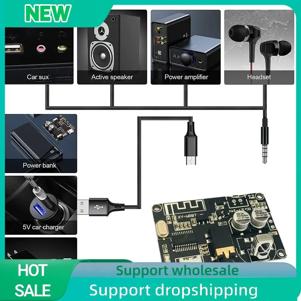 Solid XY-WRBT BT5.0 Decoding Board Dual-Channel Stereo Audio Module DC3.7-24V Wide Voltage