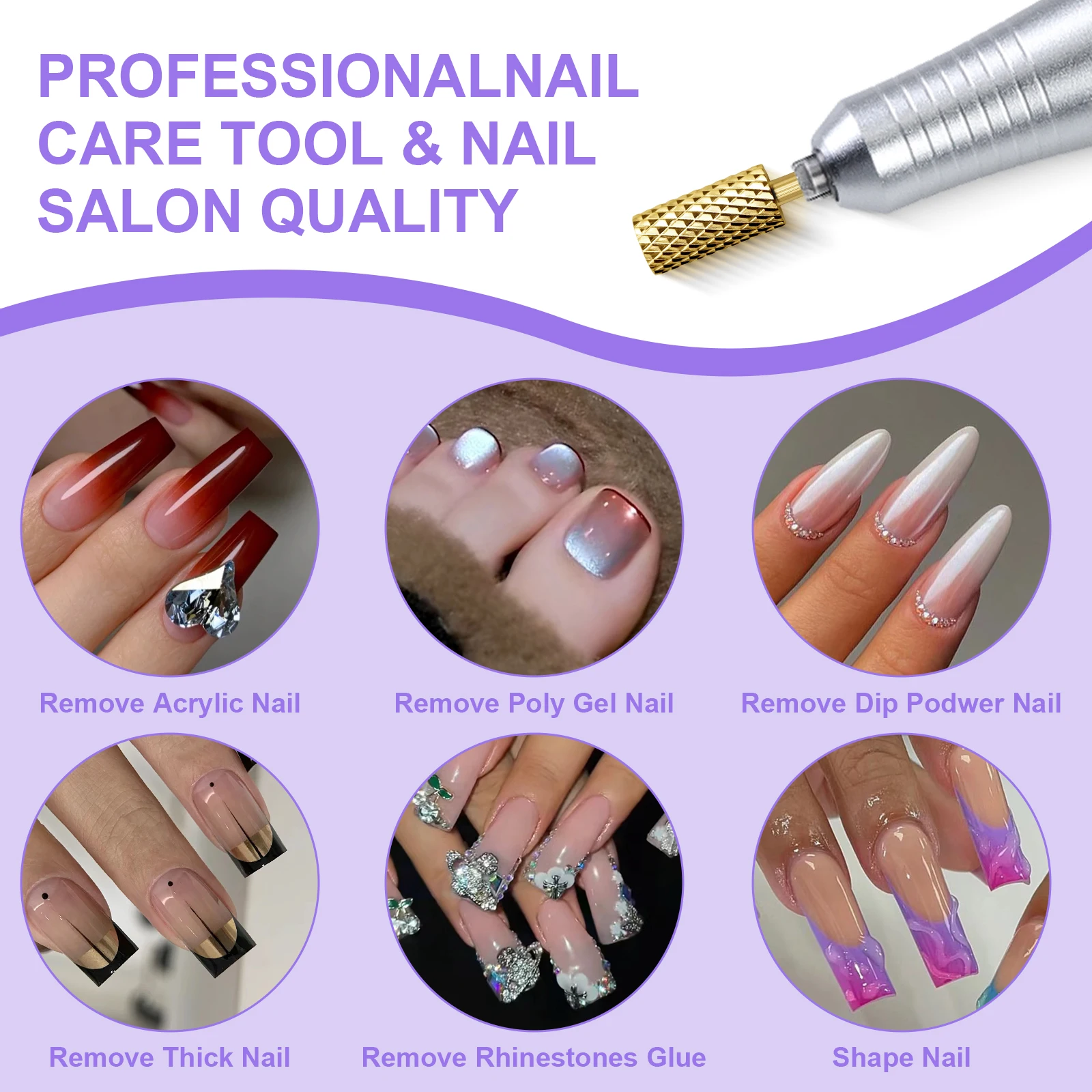 Gold/Sliver Nail Drill Bits Milling Cutter Carbide Polish Head For Electric Nail Drill Manicure Machine Pedicure Nail Files Acce