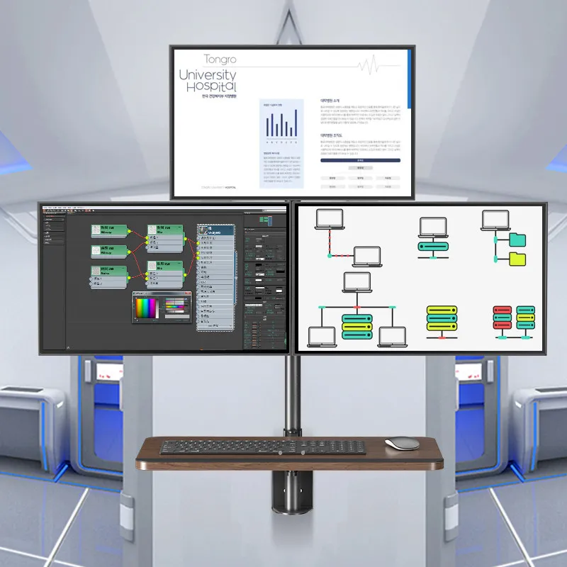 dual-screen three-screen multi-screen computer monitor keyboard wall splicing bracket industrial plant laboratory combination ha