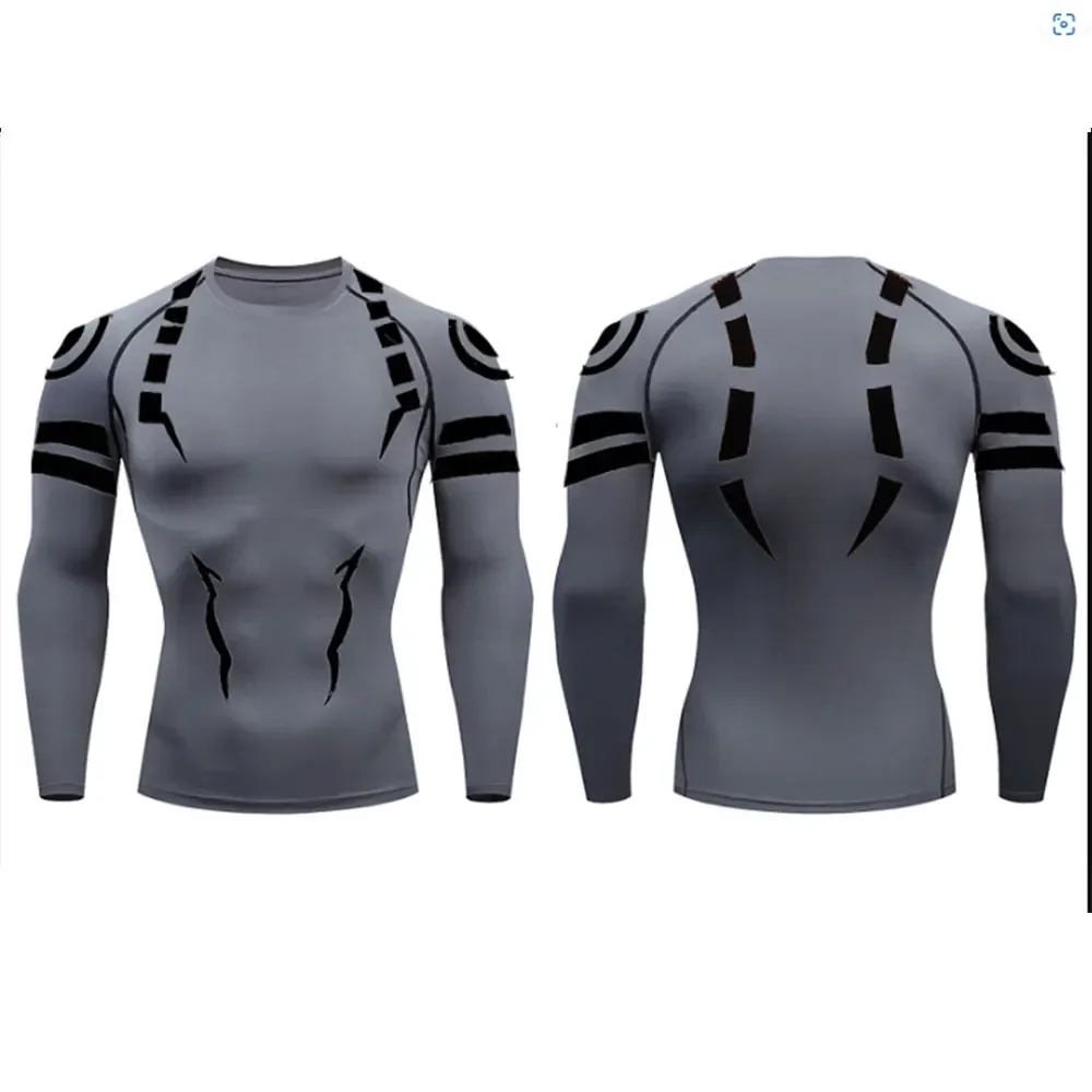 Anime Jujutsu Kaisen Compression T Shirt Men 3D Print Sukuna Breathable Football Fitness Tight Sportswear Quick Dry Riding Tops image 2
