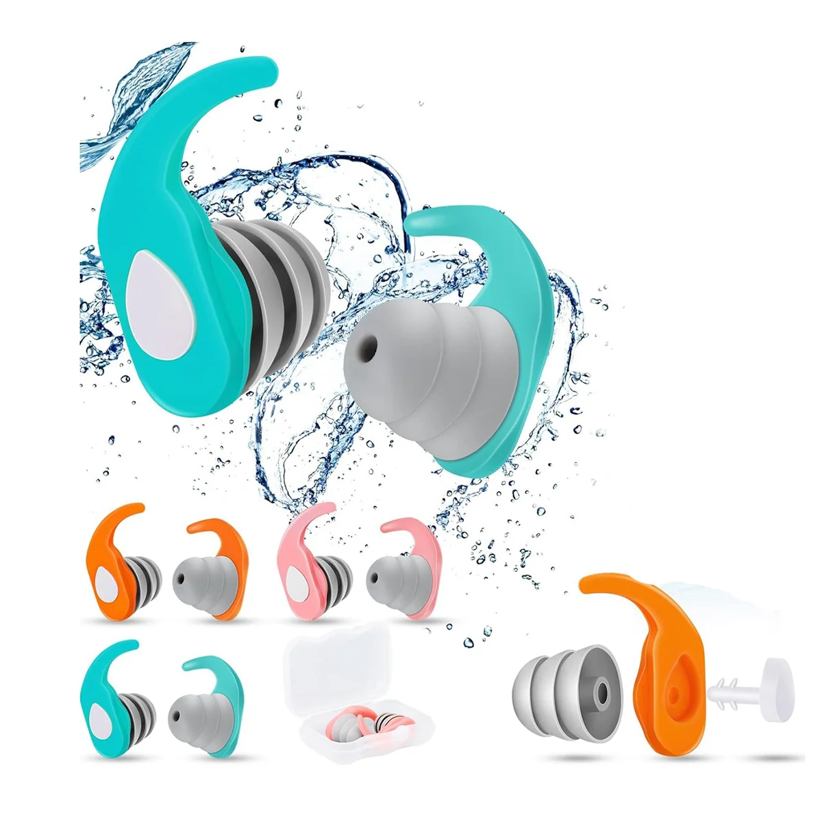 

Ear Plugs for Swimming 3 Pairs Adults Kids Swim Ear Plugs Swimmers Ear Plugs for Men Women Waterproof Earplugs B