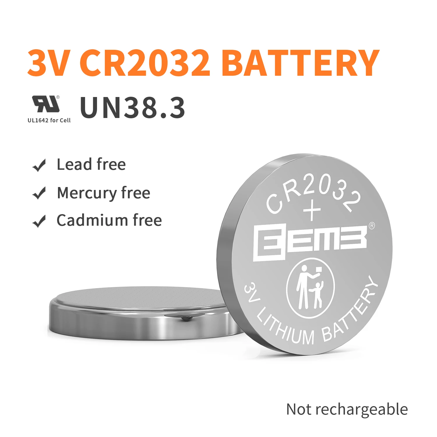 20PCS EEMB CR2032 3V 210mAh Button Battery Lithium Battery Non-Rechargeable Coin Cell Batteries for Watch Calculator  Car Key