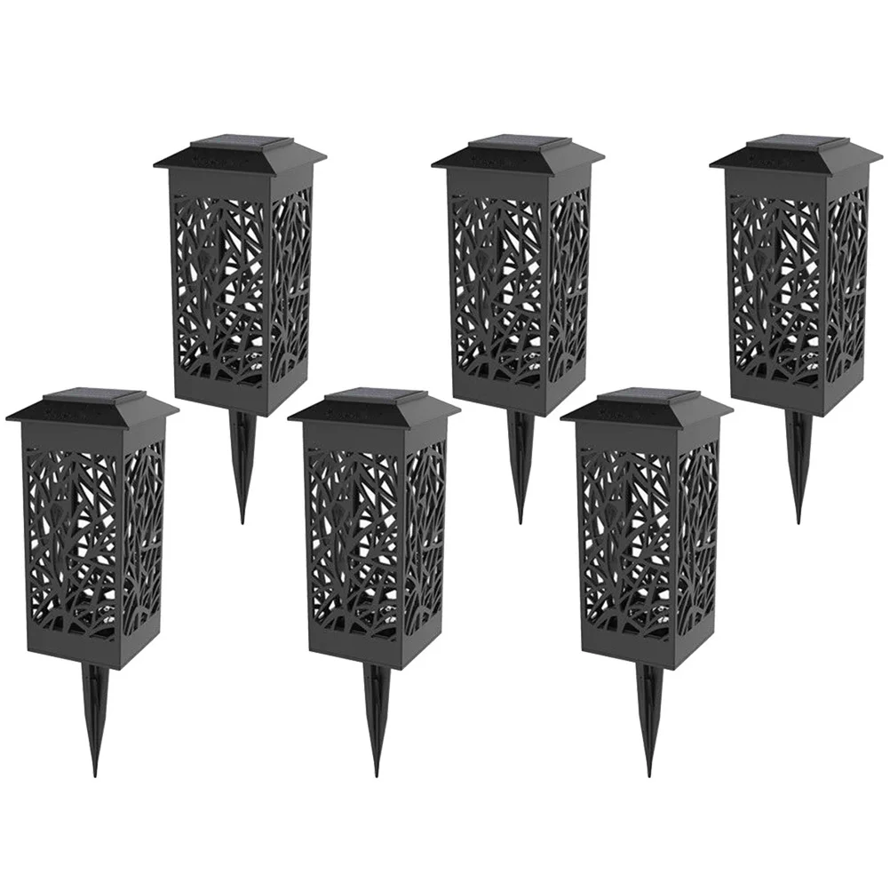 

6Pcs Solar Lawn Lights Hollow Out Waterproof Stake Lights Outdoor Garden Landscape Lighting Yard Pathway Decoration
