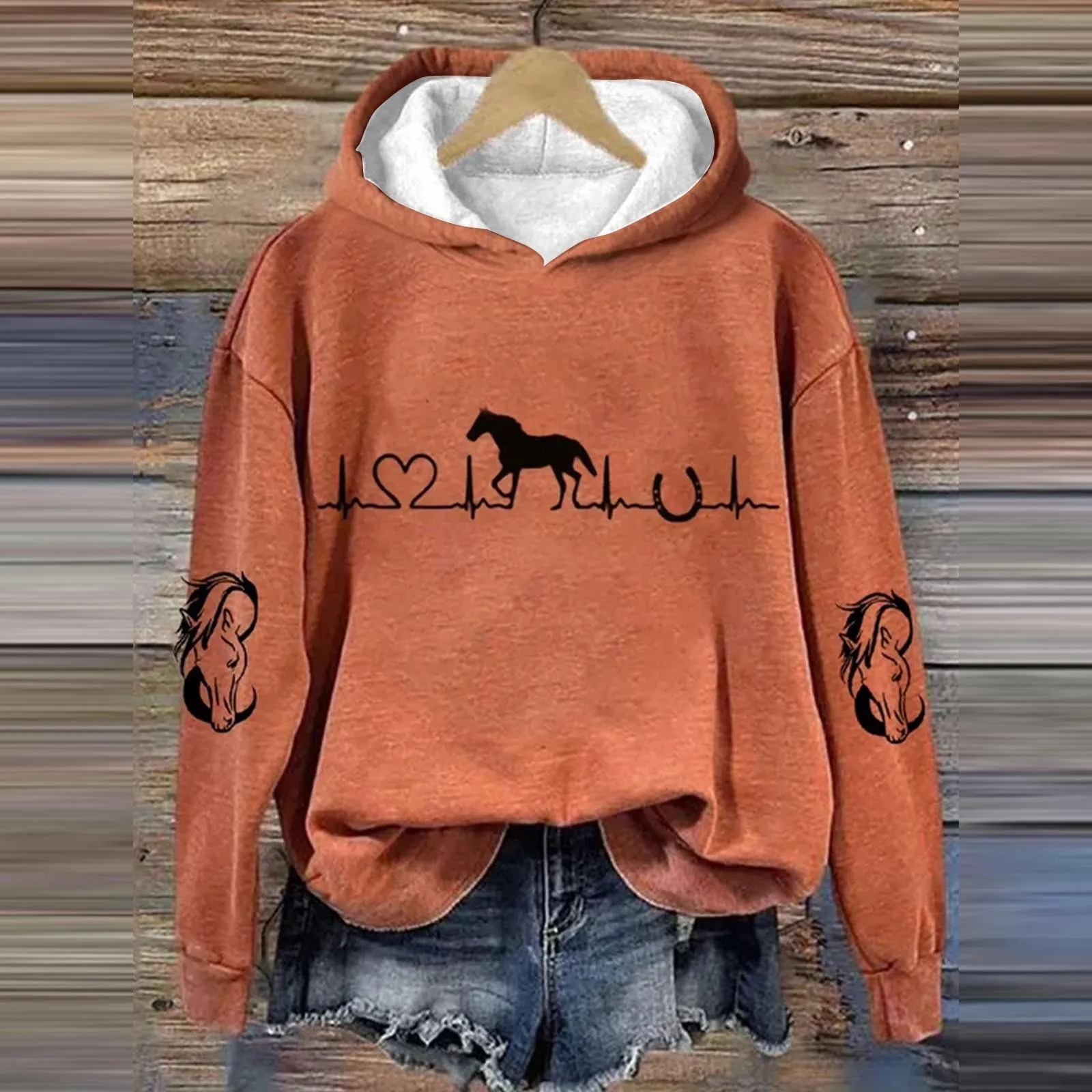 Horse Graphic Hoodies Women And Men Hooded Sweatshirt Ride A Horse Enthusiast Couple Hoodie Casual Fleece Fall Clothing худи