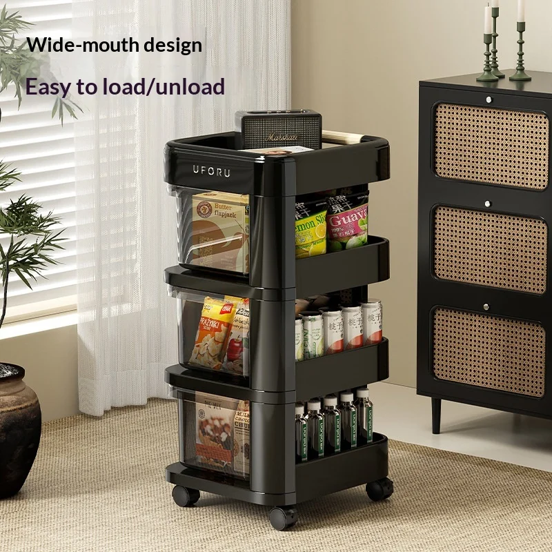Handcart Storage Rack Household Items Snack Storage Cart Floor Standing Bedroom Bedside Drawer Storage Multi Level Shelf Shelf