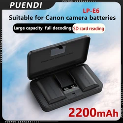 Bateria LP E6 LP-E6N i ładowarka z funkcją odczytu karty SD do Canon EOS R R5 R6 Ra XC10 5D Mark II/III/IV,5DS,5DS R,6D,6D Mark II,7D, 7D Mark II,70D,80D, Kamera 90D, Blackmagic 4K/6K itp