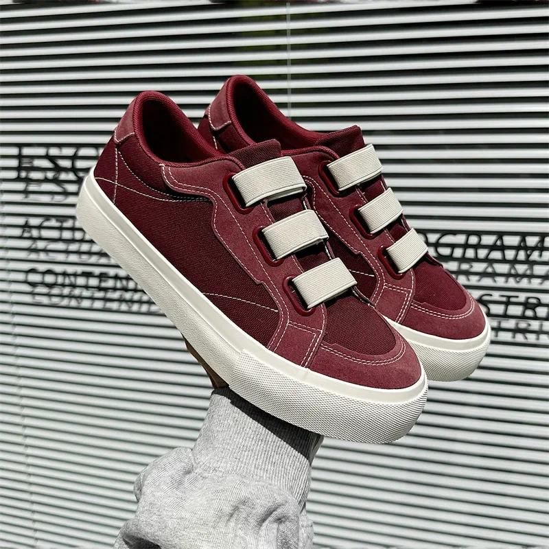 

Lazy One-Step Elastic Band Canvas oes Men's Summer New Faion Hong Kong Sle Magic Tape Low Top Wear Resistant Rubber Sole