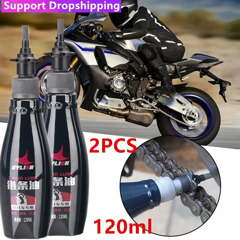 2Pcs Engine Oil Motorcycle Chain Lubricant Agent 120ml Motorcycle chain lube Protection Lubrication Against Long-lasting Oil Kit