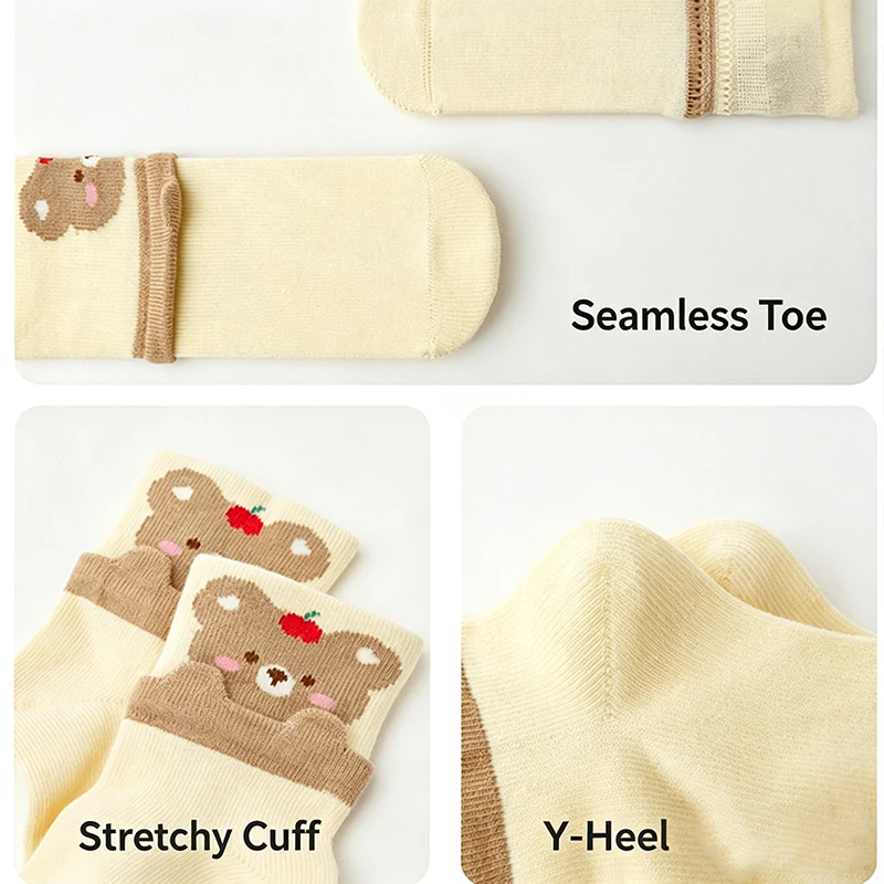 4 Pairs Child Boys Socks Soft Skin-friendly Newborn Socks Cotton Mid Calf Baby Girls Socks Elastic Infant Socks for Toddler
