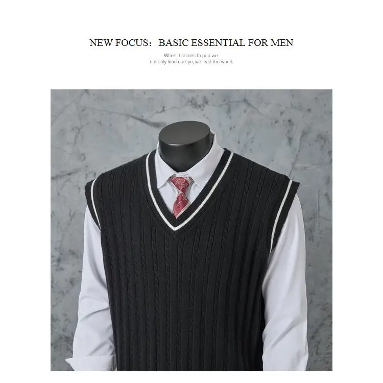 

Casual V-Ne Pullover Knitted Sweater Vest Men's Spring Autumn Versatile Svel Layering Clothing Soft Polyester Blend