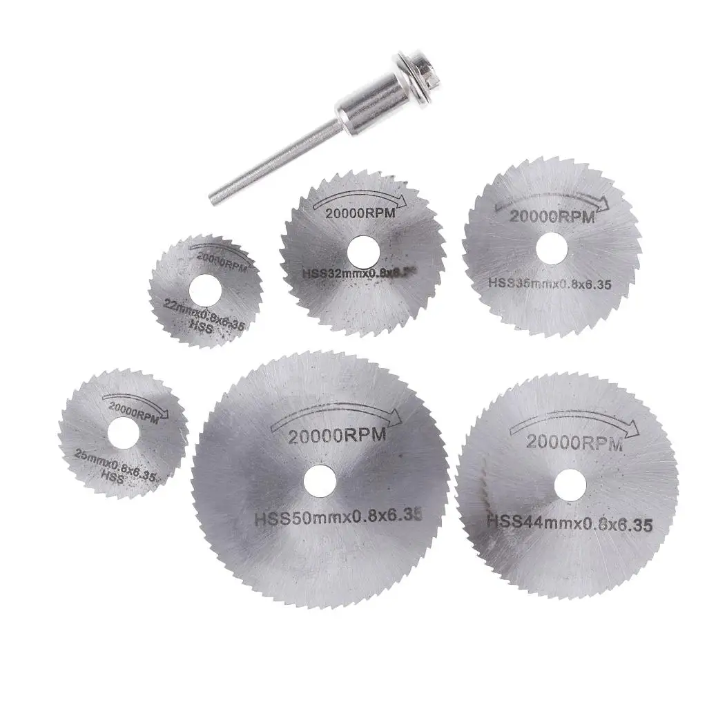 

7 Pieces 1/8 Inch Shank HSS Mini Circular Saw with Mandrels for Metal Cutting Wood Working Rotary Tool