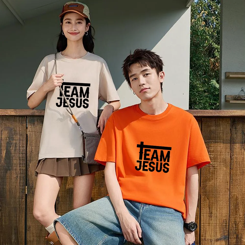 Team Jesus Cross Printed T Shirt Cotton S-XXL Personalized Custom Casual Short Sleeve Tee Unisex Fit Breathable Fabric Aesthetic