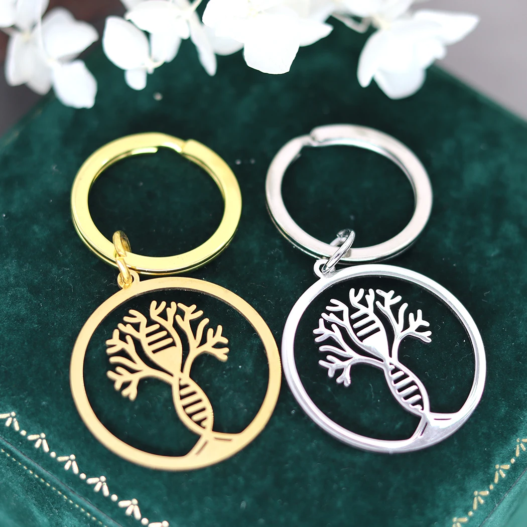 Chandler DNA Tree Key Chain Family Tree Charm Round DNA Tree Jewelry Dainty Tree of Life Jewelry