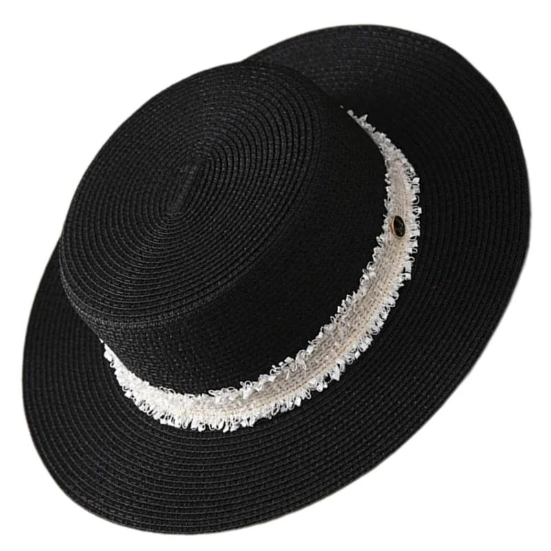 340D Western Straw Hat Handwoven Breathable Sun Hat Beach British Hat Elegant Braided Belt Straw Hat Panama Hat