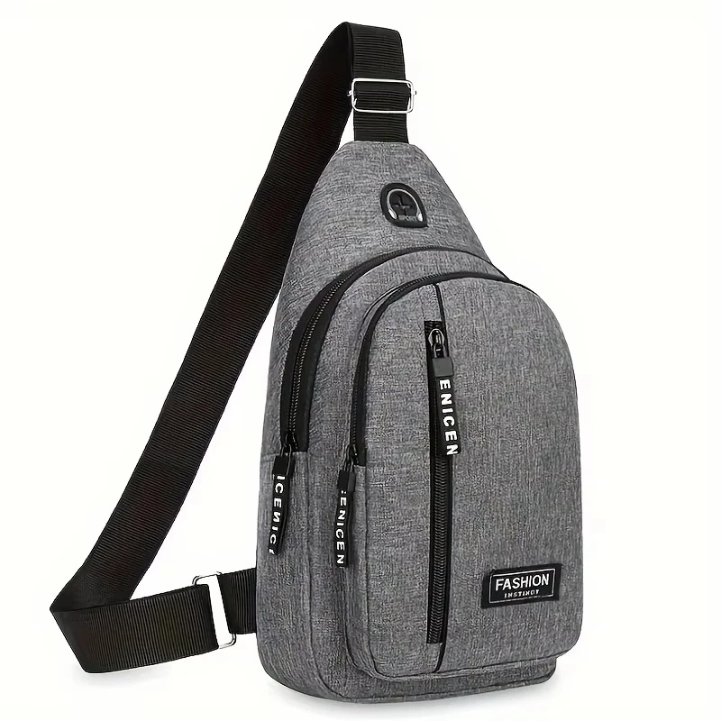 Chest bag, men's crossbody bag, casual sports single shoulder waterproof and wear-resistant backpack, large capacity portable he