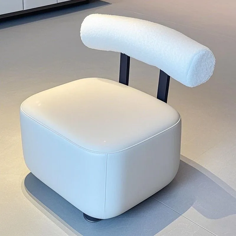 Small Stool with Backrest Wheels  Leather Footrest Ottoman Low Seating for Living Room Stylish Versatile Small Ottomans Perfect image 3