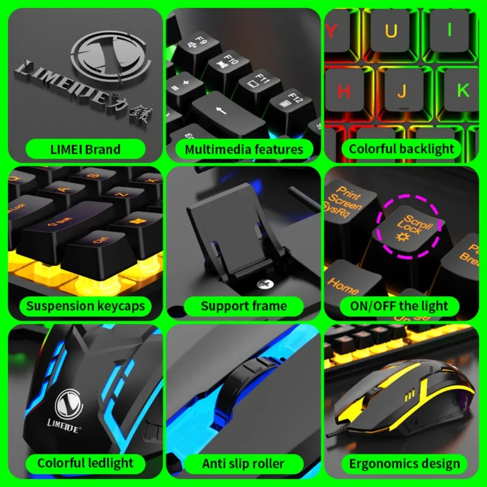 Gaming Keyboard USB Floating Mechanical Feel Wired Keyboard, Suitable for Gaming and Office Mouse and Keyboard Set