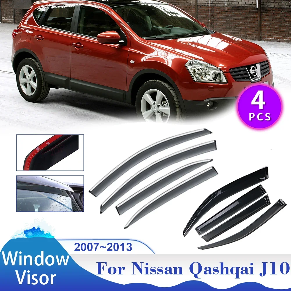 For Nissan Qashqai J10 Dualis 2007~2013 Car Window Visor Sun Rain Guard Cover Side Awning Shelter Vent Smoke Exterior Accessorie