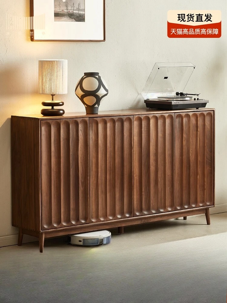 

North American black walnut dining side cabinet, solid wood texture locker, home door shoe cabinet, porch cabinet, multi-layer s