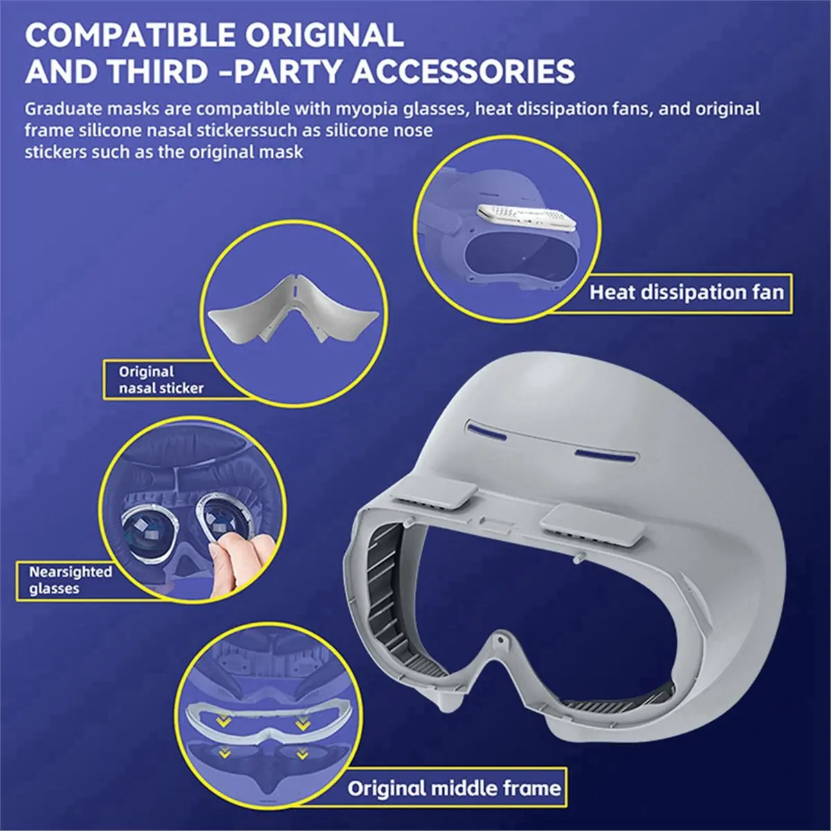 VR Face Cover for 4 Interface with Radiator Cool Mask Widen Face Pad Replacement for PICO4 Ultra Accessories
