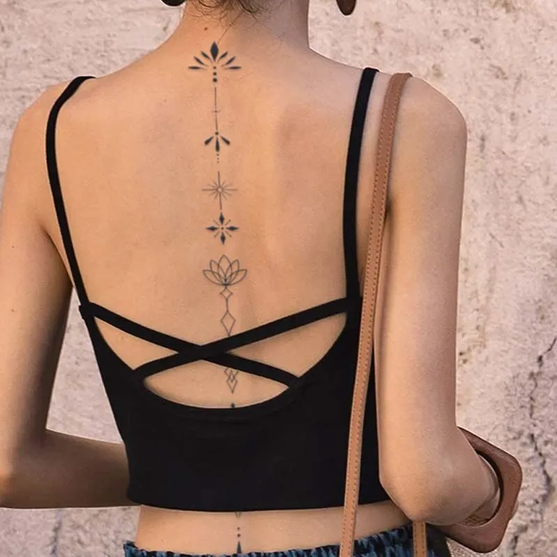 One Rune Spine Waterproof Temporary Tattoo, Lasting 1-2 Weeks, Semi-Permanent Tattoo Color, Realistic Non-Reflective Fake Tattoo