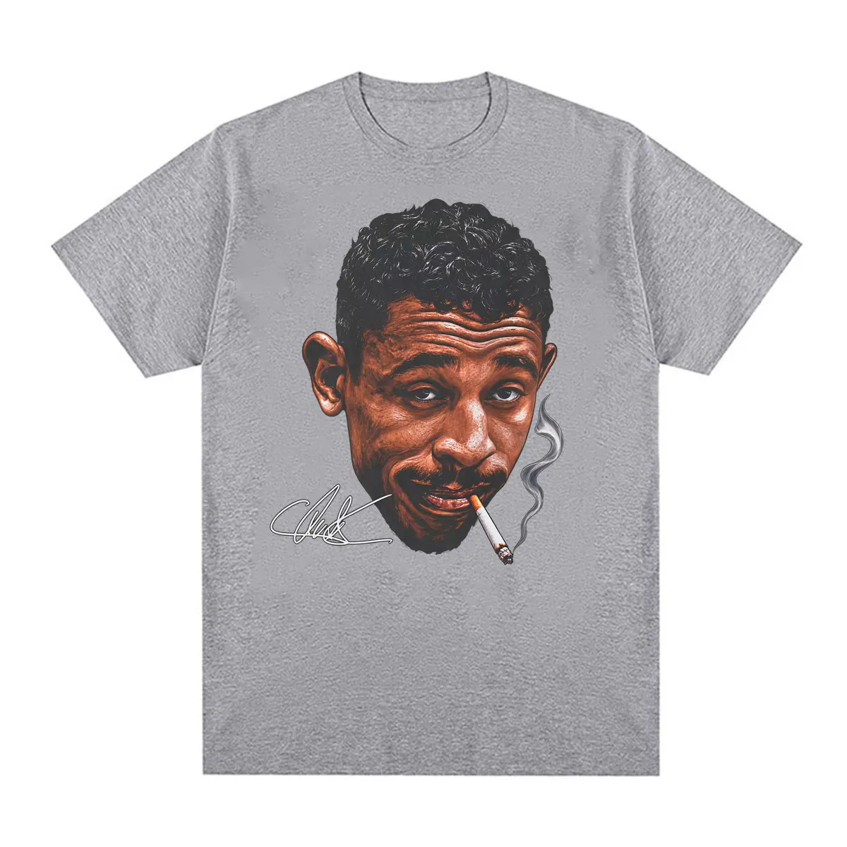 Lustiges Carlos Prates „The Smoker“ Signature T-Shirt, Herrenbekleidung, modisches, klassisches Gothic-T-Shirt, Baumwolle, lässiges Oversize-T-Shirt. – Detail 5