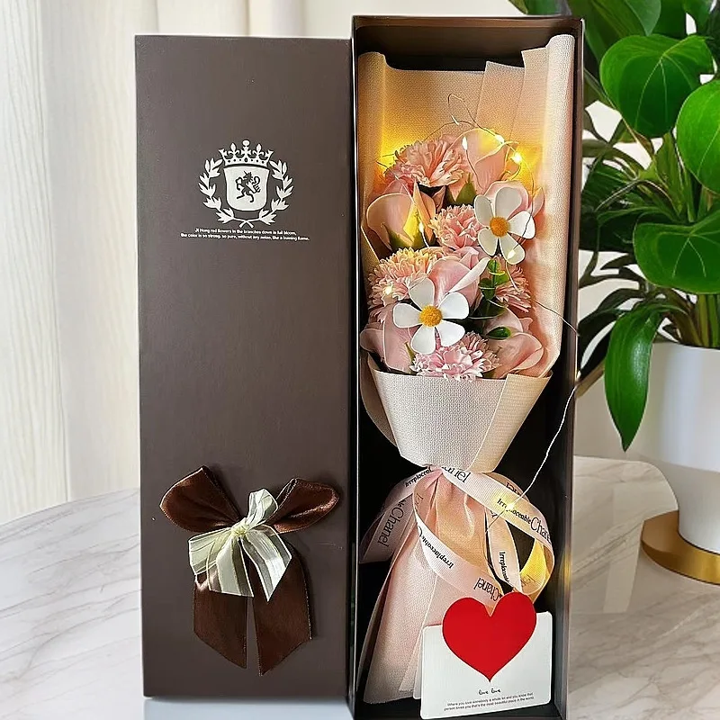 

Rose carnation soap bouquet gypsophila dried flower mix bouquet crown gift box