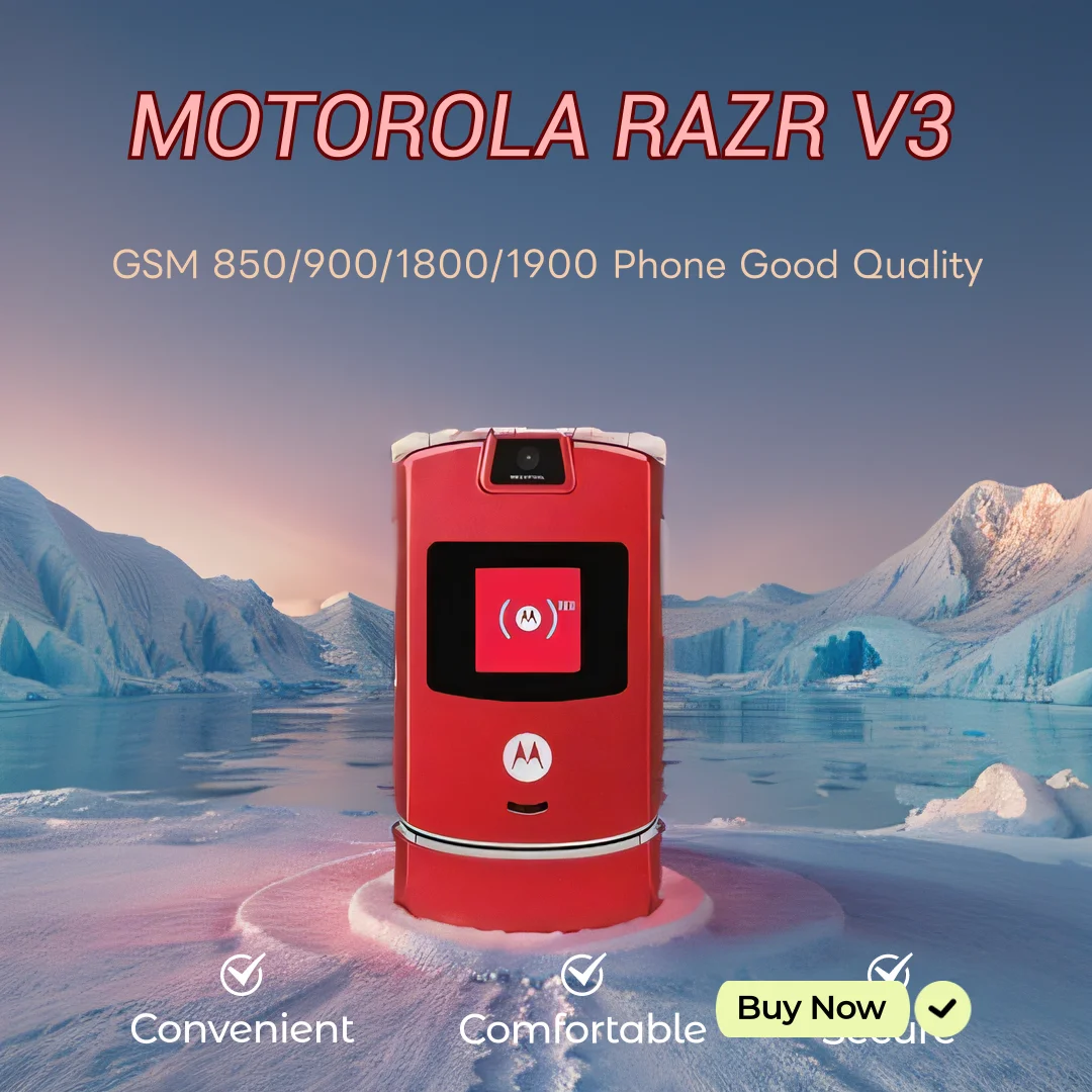 MOTOROLA RAZR V3 90% New-Original Unlocked Clamshell Bluetooth Mobile Phone GSM 850/900/1800/1900 Phone Good Quality