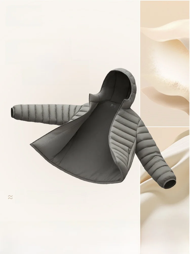 

Мужская базовая куртка Snow Mid-Fly 2025 с капюшоном, ребристая, на утином пуху, осенняя, теплая, простая, стильная, универсальная, повседневная, из нейлоновой ткани