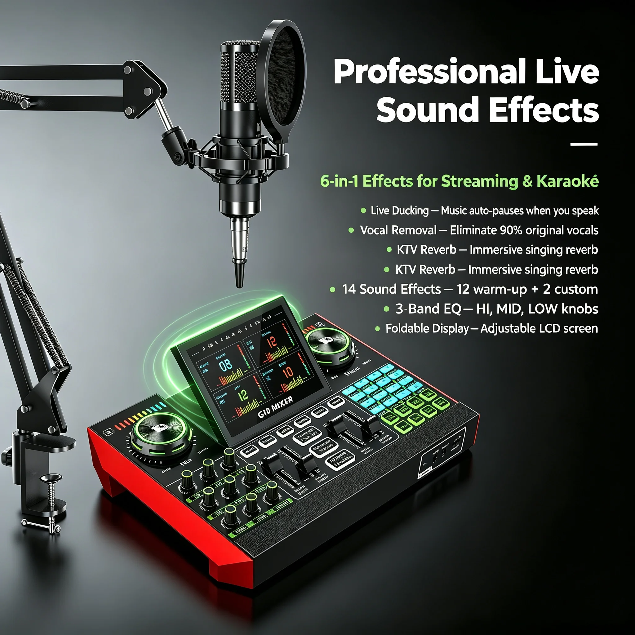 Tenlamp G10-P15 Podcasting Kit - Sound Card And Microphone for Streaming And Recording