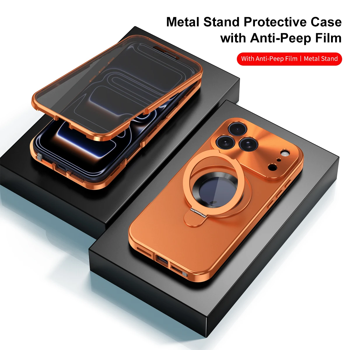 

Magnetic All-Metal Aluminum alloy Cover for iphone 17 Pro Max, 17 Air Creative bracket Ring holder Stand Phone Case, Double side