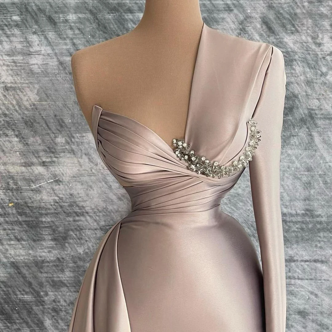 Thinyfull Sexy Prom Avondjurken Staaflijst Een Schouder Party Dress 2022 Formele Mermaid Floor Lengte Cocktail Jurken Plus Size